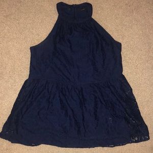 Halogen lace peplum high neck tank